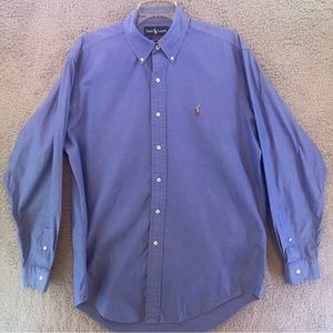 Polo Ralph Lauren Size 15 1/2 34 Yarmouth Pinpoint Long Sleeve Oxford Shirt Blue